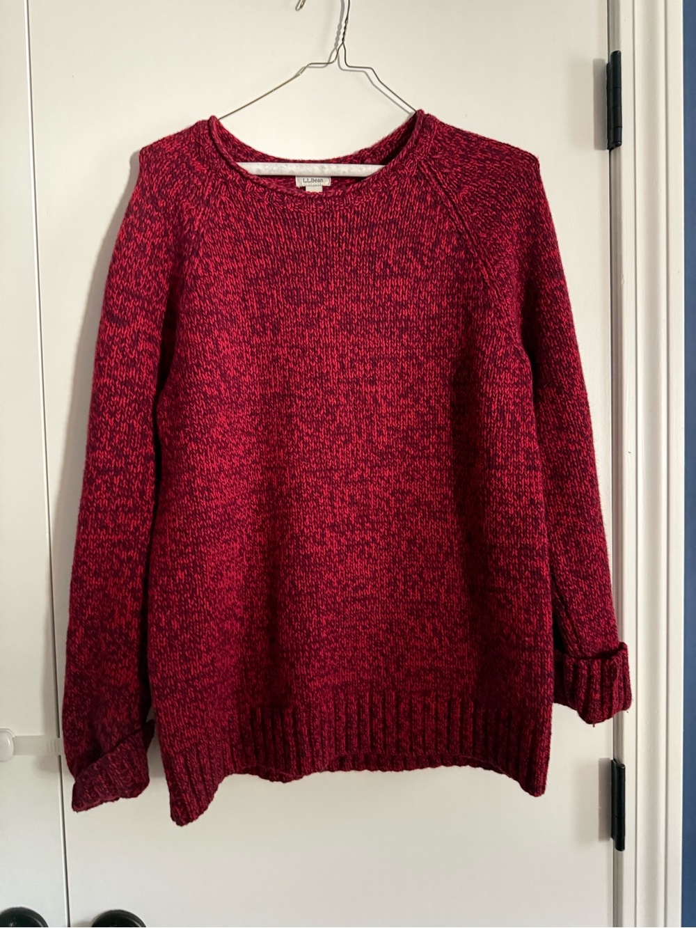 Cozy Red Marled Crewneck Sweater - 100% Wool